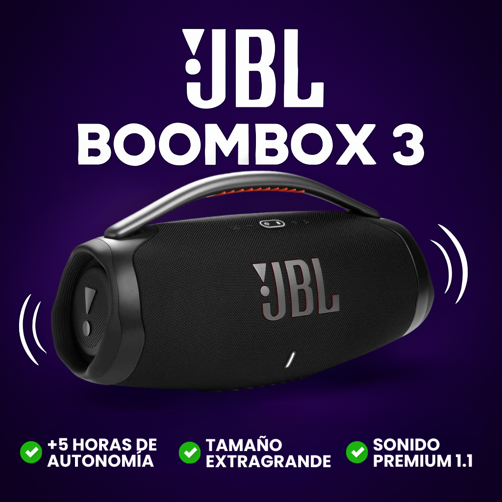 JBL BOOMBOX 3 (1.1) | TAMAÑO EXTRAGRANDE 34x18x14 | SONIDO PREMIUM 360° + ENVÍO GRATIS