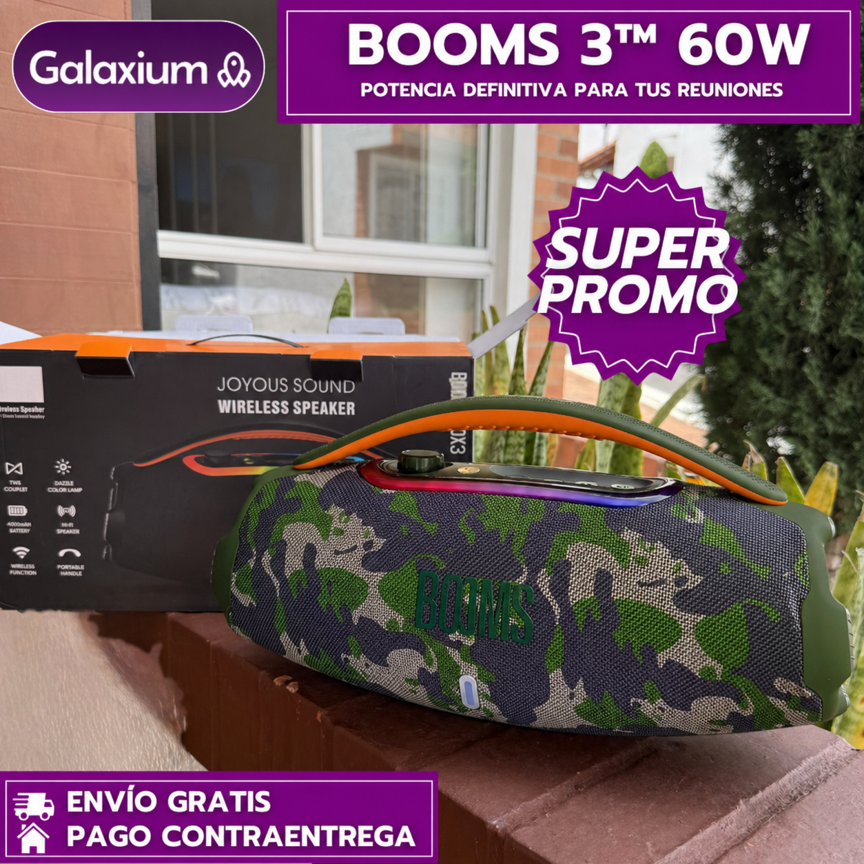 OFERTA ESPECIAL HOY ULTIMAS UNIDADES Parlante BOOMS 3 60W: Lleva la fiesta con sonido PREMIUM a todo lugar