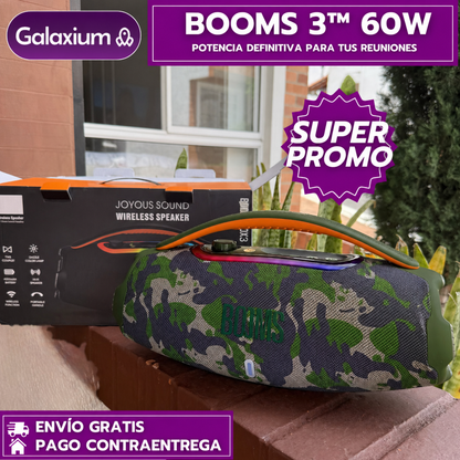 OFERTA ESPECIAL HOY ULTIMAS UNIDADES Parlante BOOMS 3 60W: Lleva la fiesta con sonido PREMIUM a todo lugar