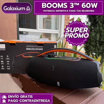 OFERTA ESPECIAL HOY ULTIMAS UNIDADES Parlante BOOMS 3 60W: Lleva la fiesta con sonido PREMIUM a todo lugar